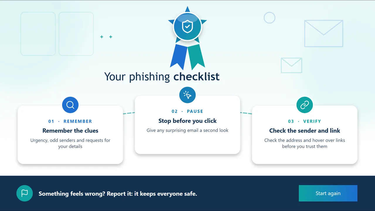 Your phishing checklist, under a rosette